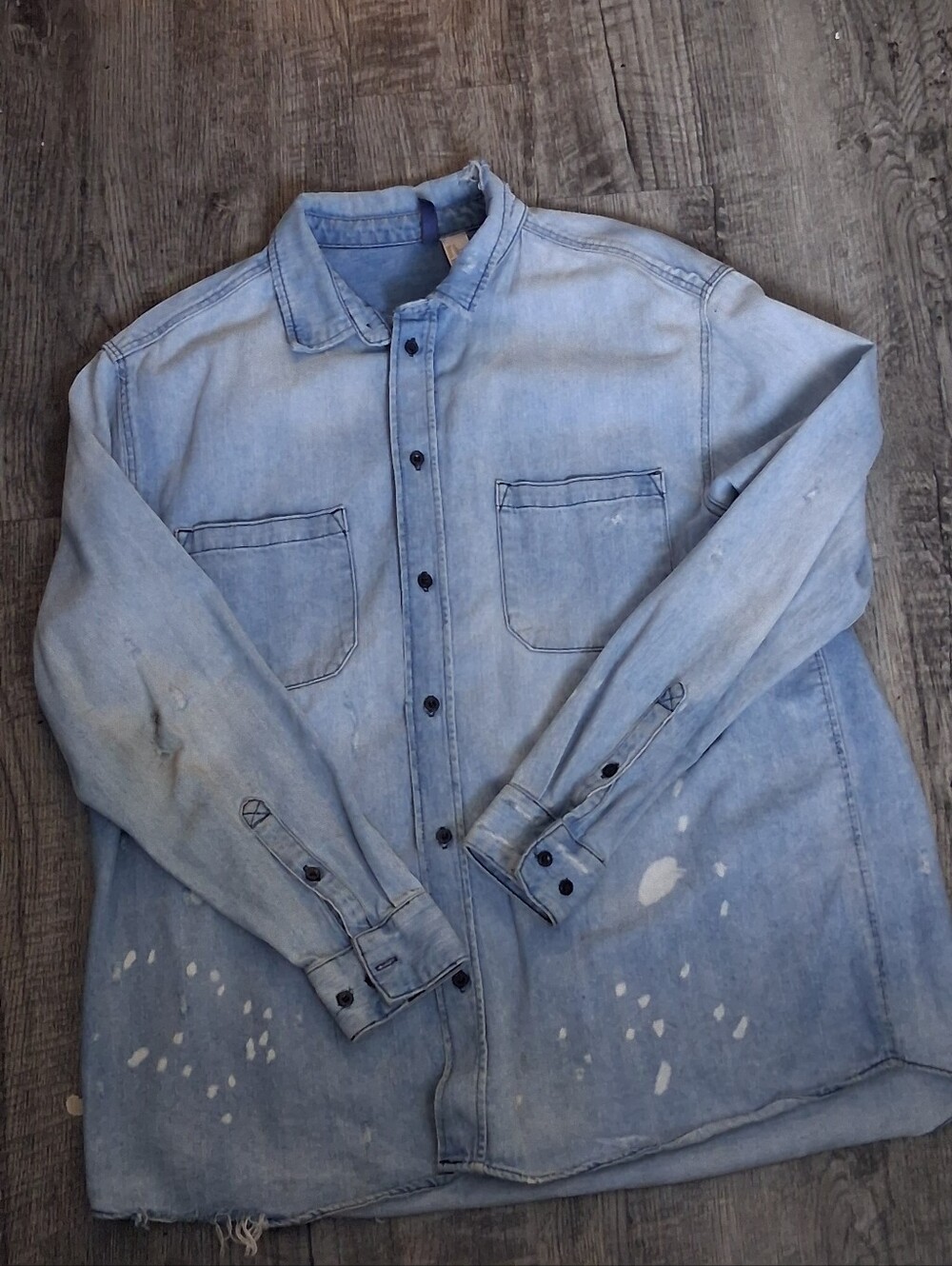 H&M Light Blue Denim Shirt with Faded Finish